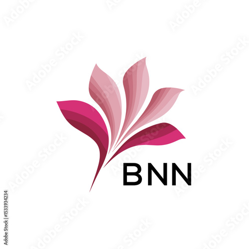 BNN Elegant Abstract Floral Logo Design BNN  Later Logo, with Pink Petals and BNN Text
