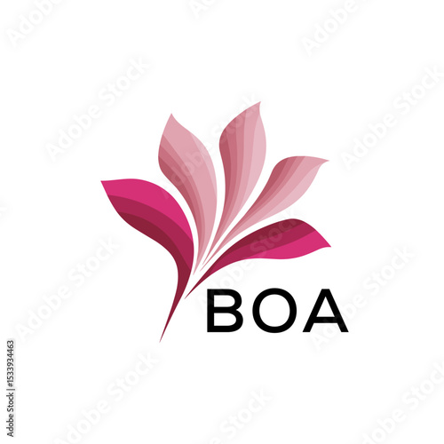 BOA Elegant Abstract Floral Logo Design BOA Later Logo, with Pink Petals and AAB Text
