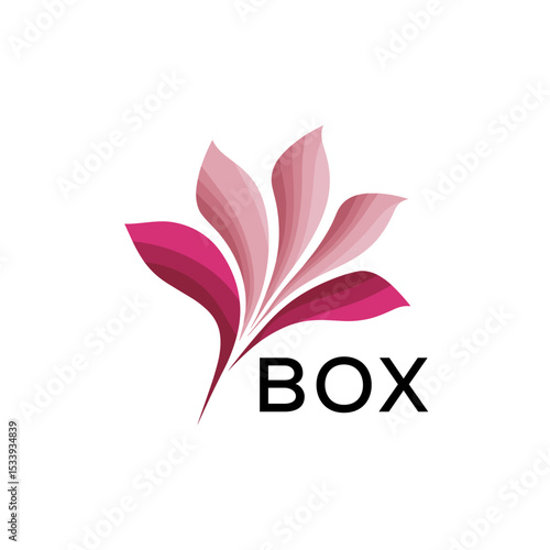 BOX Elegant Abstract Floral Logo Design BOX Later Logo, with Pink Petals and AAB Text
