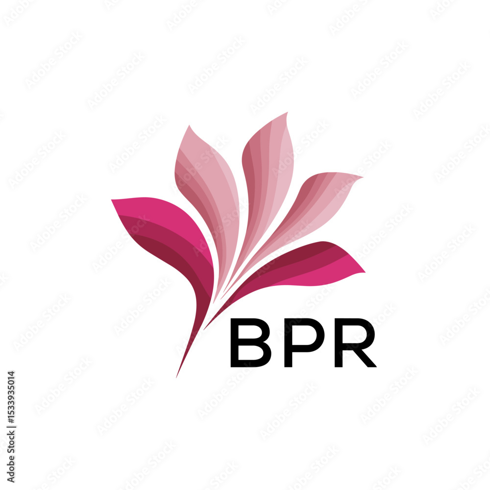 Fototapeta premium BPR Elegant Abstract Floral Logo Design BPR Later Logo, with Pink Petals and AAB Text 