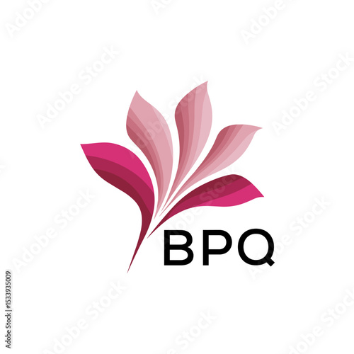 BPQ Elegant Abstract Floral Logo Design BPQ Later Logo, with Pink Petals and AAB Text
