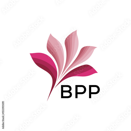 BPP Elegant Abstract Floral Logo Design BPP Later Logo, with Pink Petals and AAB Text
