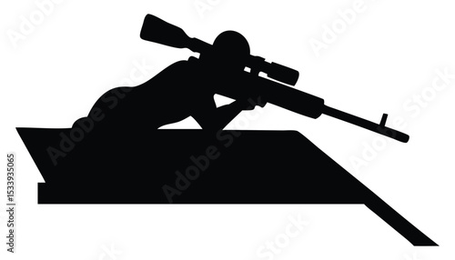 Sniper rifle silhouette aiming target practice long range shooting military precision weapon black and white