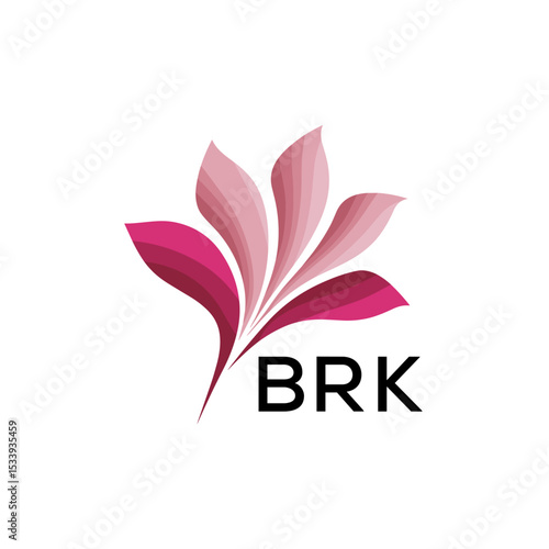 BRK Elegant Abstract Floral Logo Design BRK Later Logo, with Pink Petals and AAB Text
