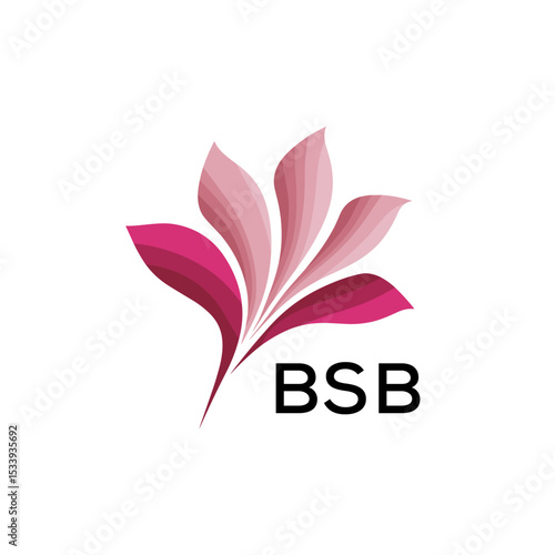 BSB Elegant Abstract Floral Logo Design BSB Later Logo, with Pink Petals and AAB Text
