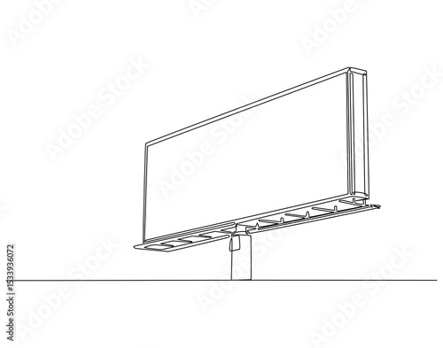 Continuous line drawing of blank billboard. Single line illustration of billboard. Advertisting and promotion, business concept. Editable outline
