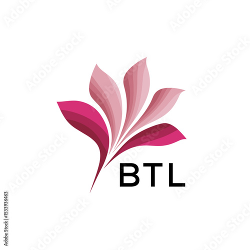 BTL Elegant Abstract Floral Logo Design BTL Later Logo, with Pink Petals and AAB Text
