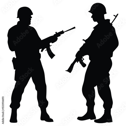 Military soldiers armed forces silhouette armed conflict army troops defense war combat security force