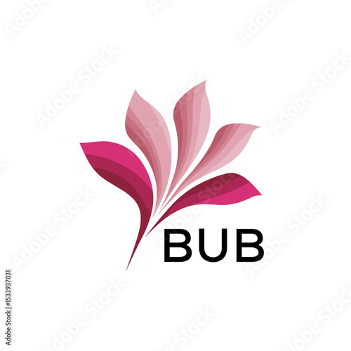 BUB Elegant Abstract Floral Logo Design BUB Later Logo, with Pink Petals and AAB Text
