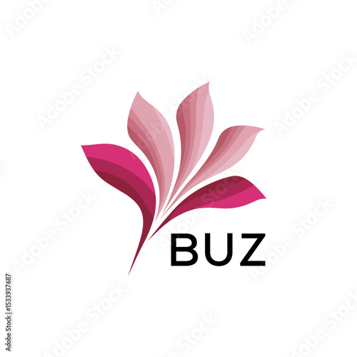 BUZ Elegant Abstract Floral Logo Design BUZ Later Logo, with Pink Petals and AAB Text
