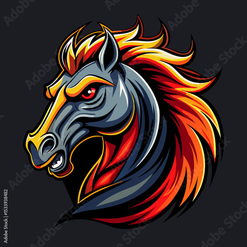 Wallpaper Mural  Horse realistic  design and bold line black , white background ,full  color Torontodigital.ca