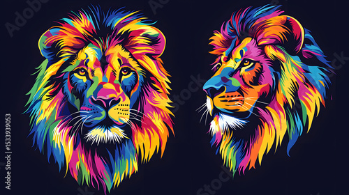 Colorful lion to print on t-shirt