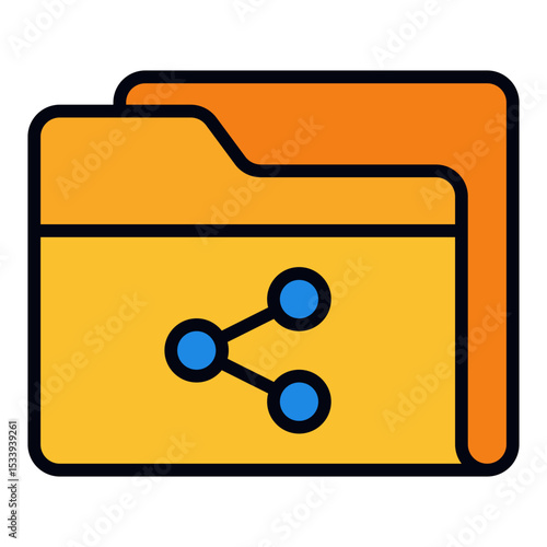 Share folder icon. Online file collaboration. Team access and data sharing