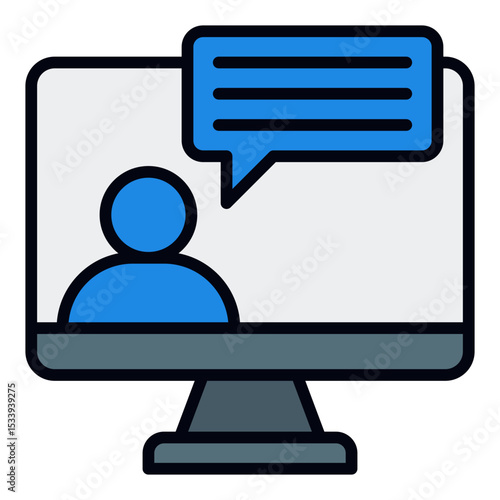 Video conference icon. Group meeting. Digital work and remote team communication