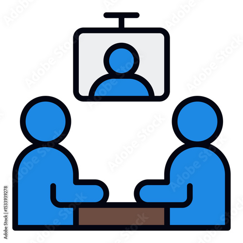 Video conference icon. Virtual business meeting. Teamwork via digital platform