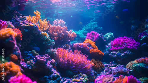 Wallpaper Mural Colorful tropical coral reef with fish. Vivid multicolored corals in the sea aquarium Torontodigital.ca