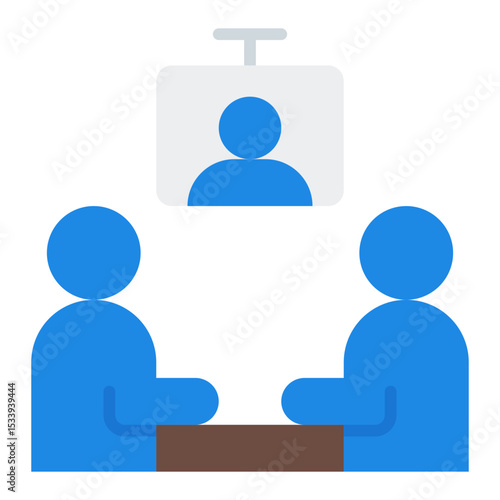 Video conference icon. Virtual business meeting. Teamwork via digital platform