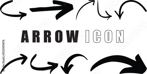 Black Arrow, Hand drawn arrow, pointer icon set collection