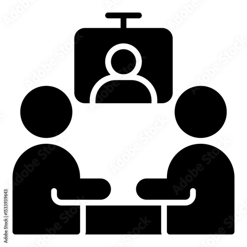 Video conference icon. Virtual business meeting. Teamwork via digital platform