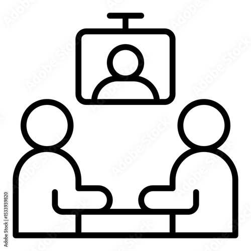 Video conference icon. Virtual business meeting. Teamwork via digital platform