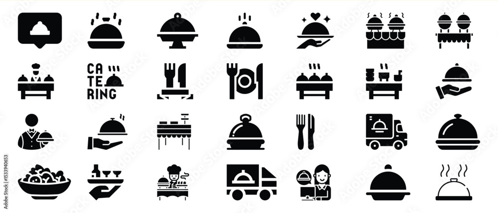 Catering Service Food Icons Black Glyph Set vector 1 Catering Service Food Icons Black Glyph Set vector 1