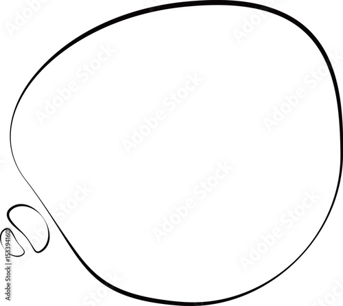 フキダシの先端が丸を描いている、思いを表現する吹き出し。黒線と白のシンプルなふきだし。
