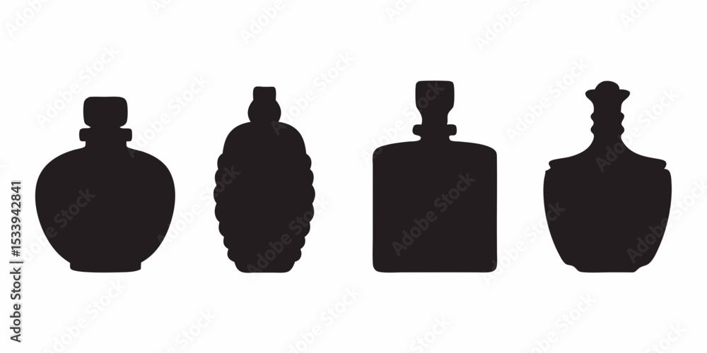 Obraz premium Silhouette perfume bottle collection vector art design for fragrance containers and beauty product graphics