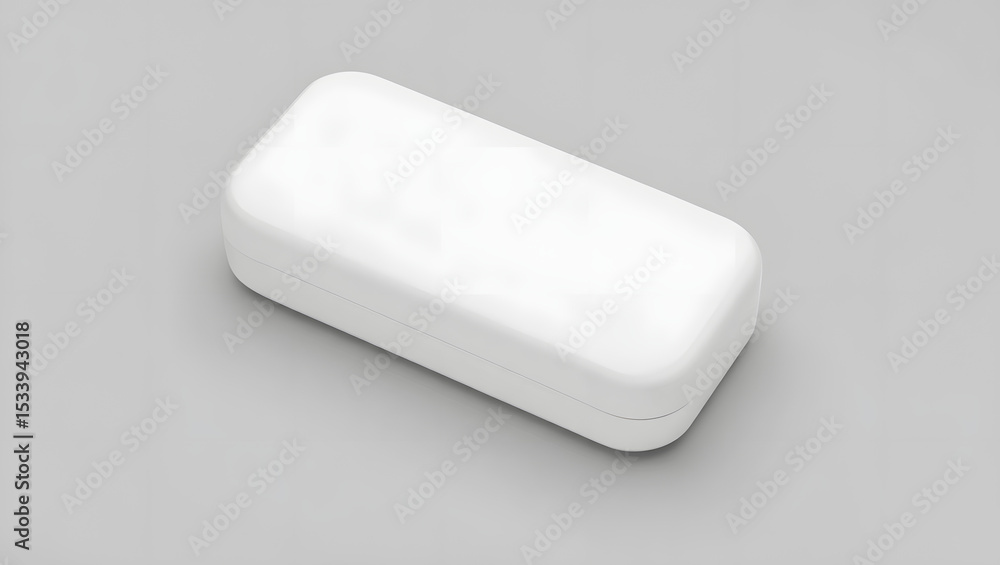 A sleek white rectangular case rests on a neutral gray surface A sleek white rectangular case rests on a neutral gray surface