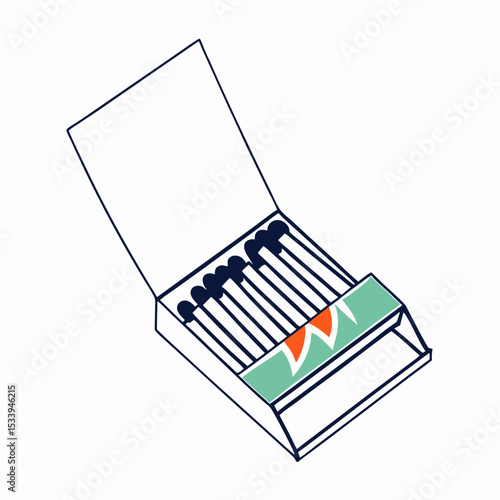 Open Matchbox with Matches - Illustration