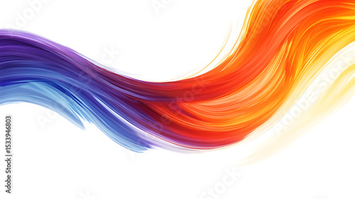 Abstract Flow of Multicolored Waves on White Background