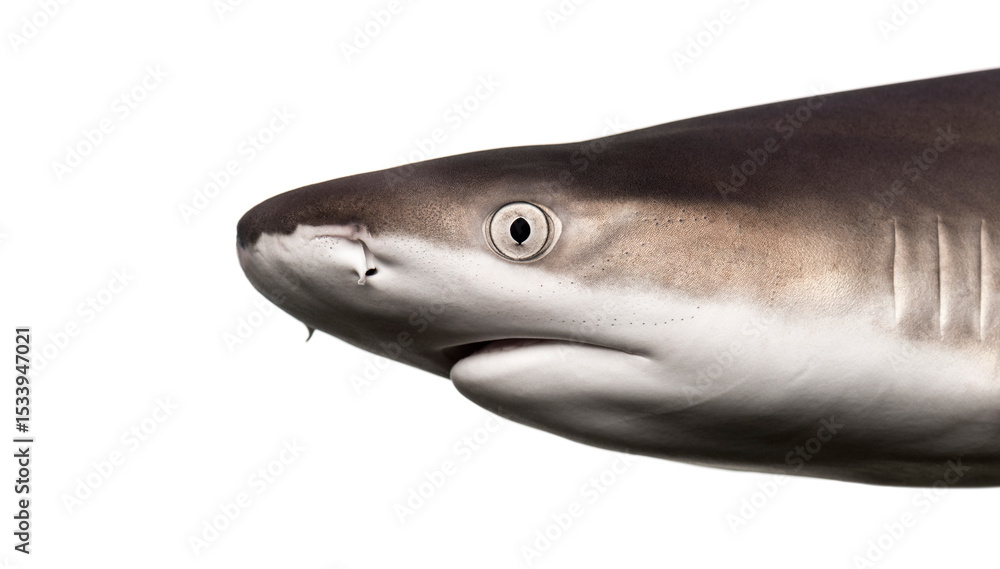 Naklejka premium Close-up of a Blacktip reef shark's profile, Carcharhinus melano