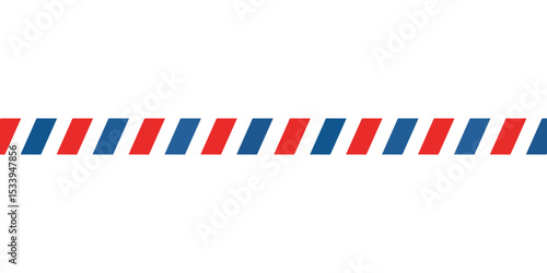 Airmail envelope frame with blue and red stripes on white background. International vintage letter border. Retro air mail postcard. Blank envelope.