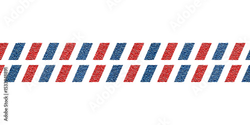 Airmail envelope frame with blue and red stripes on white background. International vintage letter border. Retro air mail postcard. Blank envelope.