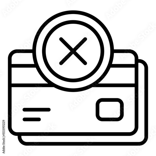 Blocked credit card icon. Card decline alert. Payment restriction and financial security