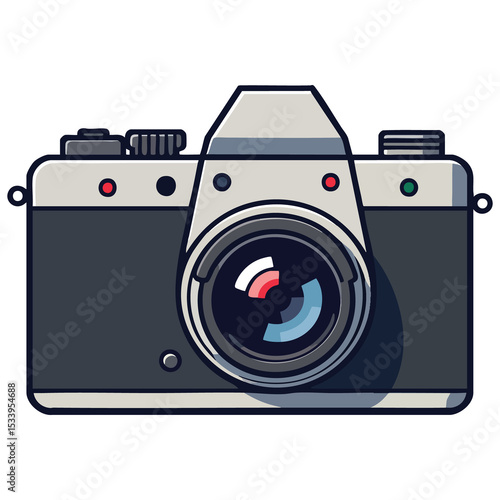 Colorful Camera Vector Sticker for Children's Cartoon Illustration with Transparent Background, Cutout and Clipart Decoration