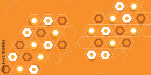 Hexagonal pattern banner design on orange background