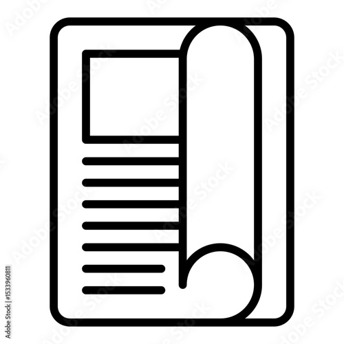 Magazine icon. Printed publication. Editorial design and print media
