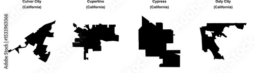 Culver City, Cupertino, Cypress, Daly City outline maps