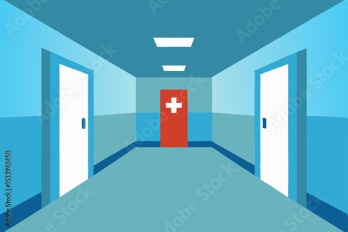 Hospital Corridor Sterile Cleanliness and Medical Care Interior Design