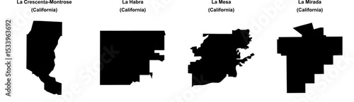 La Crescenta-Montrose, La Habra, La Mesa, La Mirada outline maps