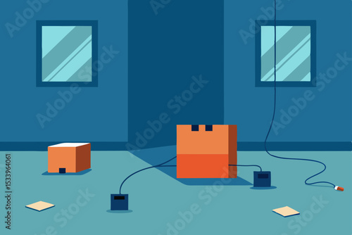Mysterious Room Cardboard Boxes, Cables, and an Enigma