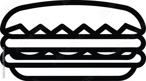 Sub Sandwich Icon Outline Vector Illustration