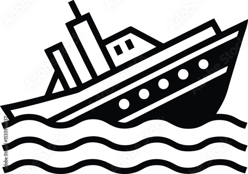 Sunken Ship Icon Outline Vector Illustration