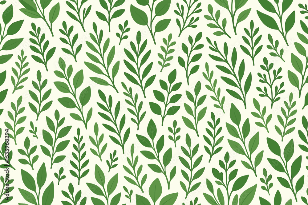 Green leaves seamless pattern. Vector botanical illustration with foliage and branches. Natural organic background for wallpaper, textile print, wrapping paper. Spring summer design. Green leaves seamless pattern. Vector botanical illustration with foliage and branches. Natural organic background for wallpaper, textile print, wrapping paper. Spring summer design.