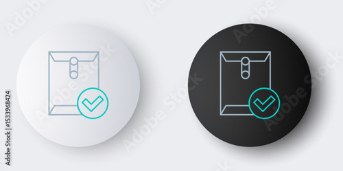 Line Envelope and check mark icon isolated on grey background. Successful e-mail delivery, email delivery confirmation. Colorful outline concept. Vector