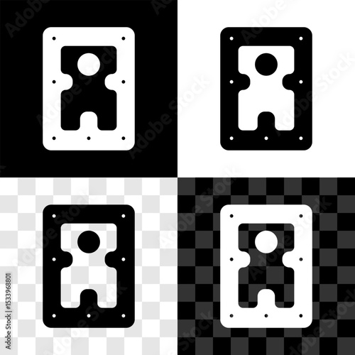 Set Hard disk drive HDD icon isolated on black and white, transparent background. Vector