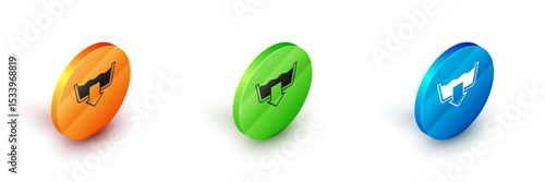 Isometric Washing modes icon isolated on white background. Temperature wash. Circle button. Vector