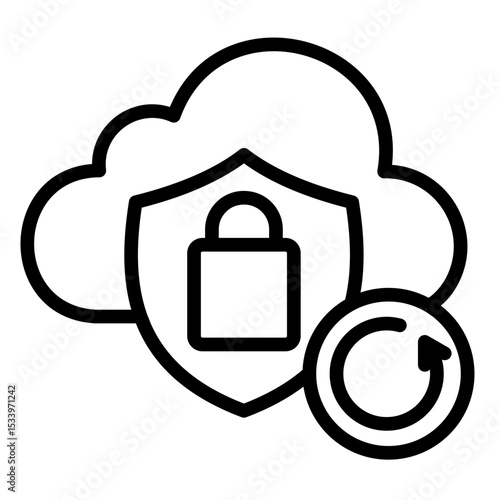 Secure Cloud  Icon Element For Design	