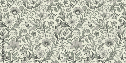 Intricate black and white floral pattern showcasing elegant design elements.