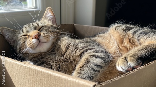 Wallpaper Mural Cute Tabby Kitten Sleeping in Cardboard Box Torontodigital.ca